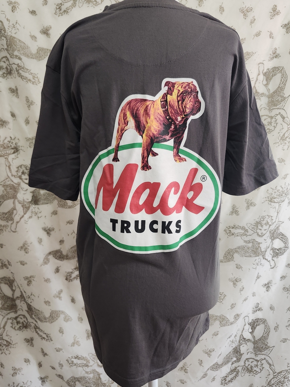 Mack Trucks Gray Graphic Logo Crew Neck Short Sleeve T-Shirt Men M